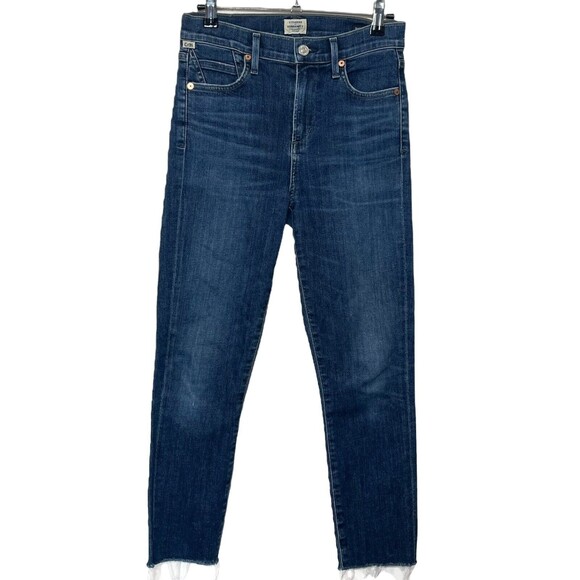 Citizens of Humanity Rocket Crop High Rise Jeans Carmel Blue Women’s Size 25 - Picture 2 of 13